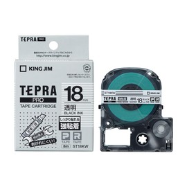 キングジム 【純正】 テプラPROテープカートリッジ 強粘着 18mm 透明ラベル/黒文字 長さ8m ST18KW