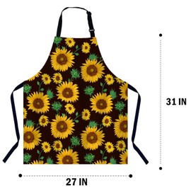 BGBDEIA Sunflowers Floral Flowers Leaf Vintage Apron for Women Men, Adjustable Apron Cooking Kitchen Chef Apron for Home Kitchen, Baking Gardening BBQ, Coffee House, Restaurant