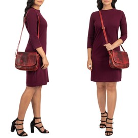 STILORD 'Savannah' Small Shoulder Bag Ladies Leather Handbag Purse for Women Elegant Cross Body Bag Vintage in Genuine Leather, Colour:kara - red