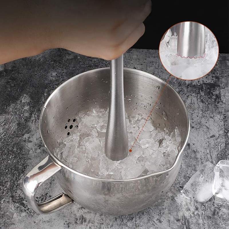 8" Muddler for Cocktails, Professional Stainless Steel Muddler for Old