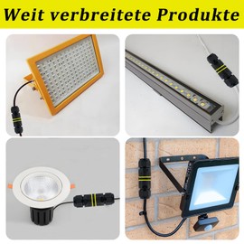 Cable Connector Waterproof, 2 and 3 Wires, Cable Connector Waterproof IP68, Waterproof, Outdoor Use, Cable Connection, Electrical Junction Box for Cable Diameter 3.5 to 8 mm