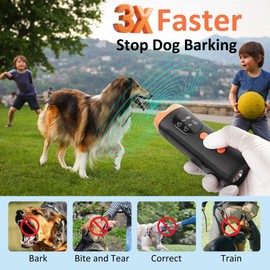 Dog Bark Deterrent Devices to Stop Barking, 2025 Upgraded Anti Barking Device for Dogs, 3 Modes & LED Light Ultrasonic Dog Bark Deterrent, Rechargeable & Functional Display Panel Anti Bark Tool