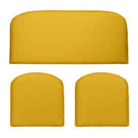 RSH DECOR: 3-Piece Foam Wicker Cushion Set | 41 x 19 & 19 x 19 | All-Weather Spun Fabric | Water-Resistant | Outdoor Loveseat & U-Shape Cushions for Patio Furniture | Yellow