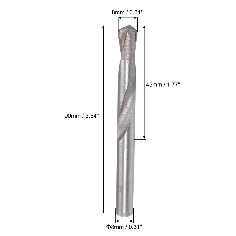 sourcing map Cemented Carbide Twist Drill Bits 8mm Metal Drill