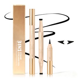 Winged Eyeliner Stamp, 3 in 1 Waterproof Eyeliner Liquid Liner Black with Felt Tip Pen for Perfect Wings, Smudgeproof, Long Lasting Wing Eye Liner Stamps Easy Cat Eye Stencil Makeup Tools for Women