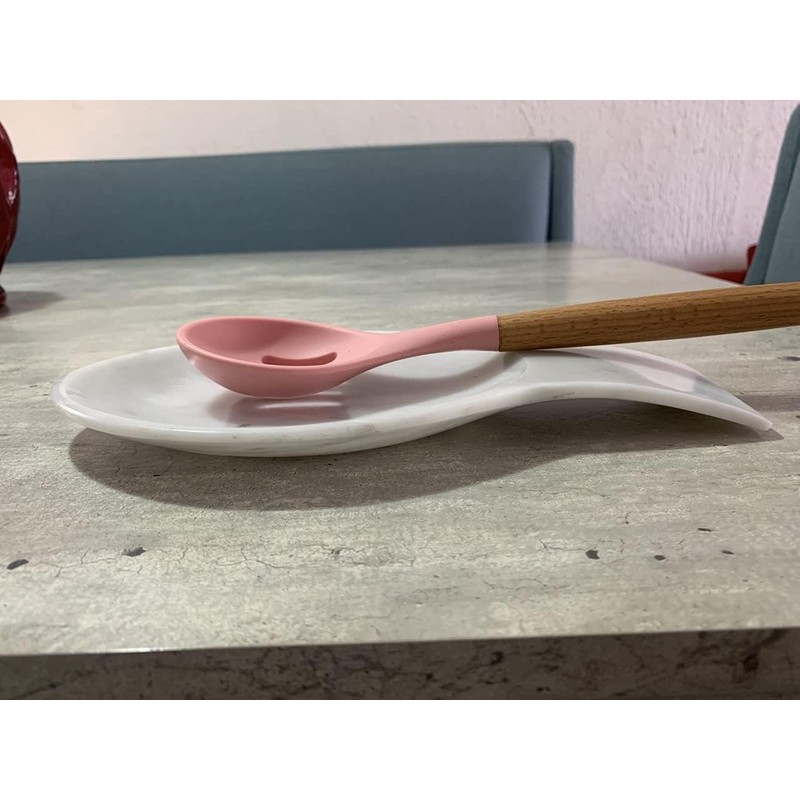 Posacucharas, Soporte para cucharas de cocina de Mármol natural, Blanco