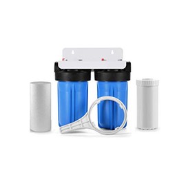 Dual Stage 4.5" x 10" Whole House Well Water Filtration System w/Filters | Sediment + GAC/KDF 85