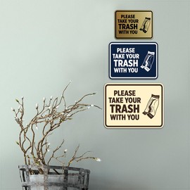 Signs ByLITA Classic Framed Please Take Your Trash With You Sign (Brushed Silver) - Large