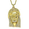 Large Jesus Piece 14k Gold Plated Cz Pendant 24" Rope