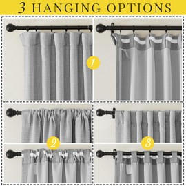 NICETOWN Faux Linen Light Grey Blackout Curtains, Hook Belt/Rod Pocket/Back Tab Thermal Curtains Sound Proof Thick Window Treatments for Home Office/Kids Room, W50 x L96, 2 Panels