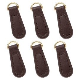 sourcing map 6pcs Zipper Pull 1.57-in Leather Zipper Head Handle Dark Brown