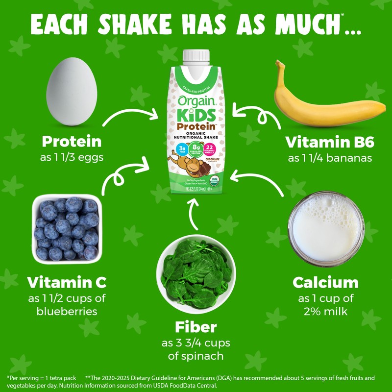 Orgain Organic Kids Protein Nutritional Shake, Chocolate - 8g of
