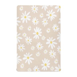 Kigai Fitted Crib Sheet for Boys Girls, Daisy on Beige Jersey Knit Baby Sheet for Standard Crib and Toddler Bed Mattresses, Cozy Soft Breathable, 28 x 52 in