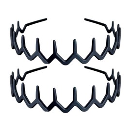 MQXAMN Set of 2 Zig Zag Headbands, Plastic Sharks Tooth Hair Comb Headband, Hair Hoop Accessory for Men & Women, Classic 90s Headband & Hairband, Wavy Headband with Teeth for Lady Girls - Black