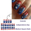 Independence Day Press on Nails Gradient Acrylic Glue on Nails