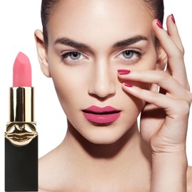 Light Pink Matte Lip Stick, Bright Pink Lipstick for Women, Long Lasting, Hot Color Smooth Full-Coverage Moisturizing Lipsticks, Waterproof Non-Sticky Tinted Lip Balm for Girls & Lady