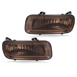 HECASA Fog Lights Compatible with 2004-2006 Ford F150 Lincoln Mark LT Base Replacement for 5L3Z15200A 5L3Z15201A FO2593209 FO2592209 Fog Lamp Running Light Brown Lens w/Bulb Driver & Passenger Side