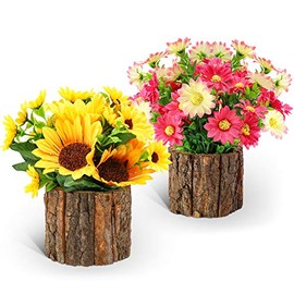 AceList Artificial Sunflowers, Fake Flowers/Fake Potted Plants Artificial Plants Indoors In Pots Yellow Decorative Artificial Flowers Indoors for Home Office Grave