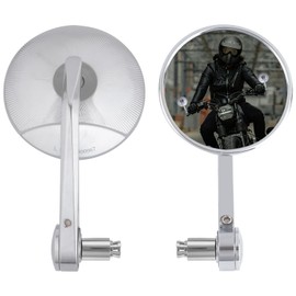 Motorcycle Bar End Mirrors 7/8" (22mm) Long CNC Handlebar Mirrors Compatible With Indian Scout Honda Shadow,CB500F,CB650R,Vulcan S,Eliminator, Z650, V Star 650,DL1050,MT-07,MT-09 (Chrome ）