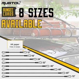 Bungee Cords with Hooks, Upgrade 48 inch Long Heavy Duty Outdoor Bungee Cords with Carabiner Hooks for Camping, 1/3 Inch Black Bungee Rope Elastic Cords with Clips for Tarps Truck Bed Bike Rack