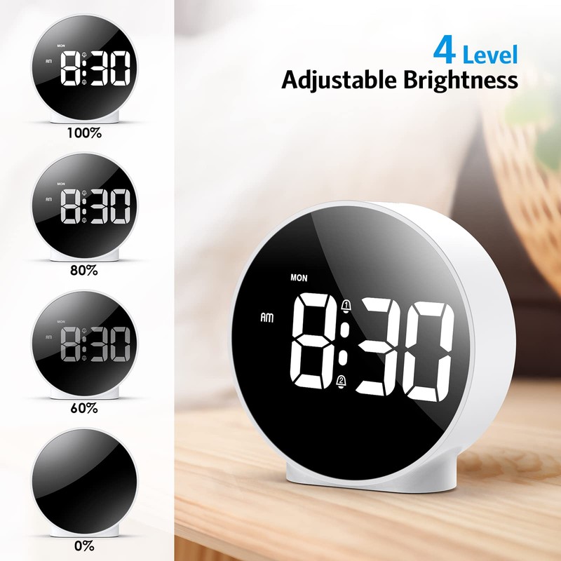 AMIR Alarm Clocks for Bedrooms, LED Electronic Clock, Small Desk