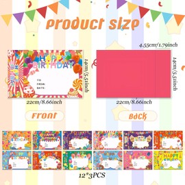 36 Pcs Happy Birthday Certificates for Kids Classroom Happy Birthday Bookmark Happy Birthday Cupcakes Bookmark Awards for Students Mini Reward Card, 12 Styles