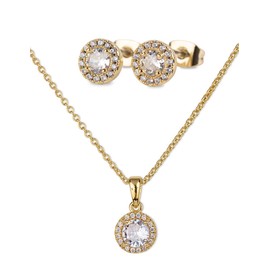 LuckyLy Set de Joyería para Mujer Oro 14k con Zirconia Cúbica, Juego de Collar y Aretes Mujer – Accesorios Ideales como Regalos para Mujer Cumpleaños y Regalos para Mamá Navidad, Modelo Judy Blanco