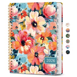 2026 Planner, Weekly and Monthly Calendar Planner for Women, Jan 2026 - Dec 2026, Hardcover Planning Agenda book with Tabs, Spiral Bound, Inner Pocket, Perfect for School Office Supplies, 8.5" x 11" - Pastel Garden