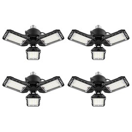Aoretic LED Garage Lights Bulb 4 Pack -80W, 8000LM 6500K Led Shop Light with 3 Deformable Panels, Basement Barn Light Garage Ceiling Lights, E26/E27 for Garage, Warehouse, Shop, Basement