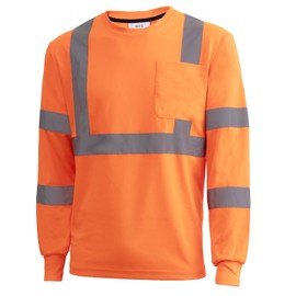 solarika Safety Shirt Long Sleeved high Visibility Reflective Breathable T-Shirt with Pockets and Reflective Strips, Work Long Sleeved (US, Alpha, 4X-Large, Regular, Regular, Orange)