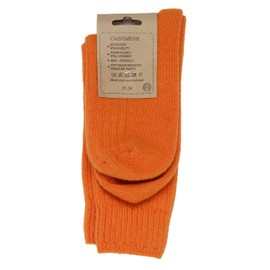 West Coast Knitwear Women's Fine Cashmere and Merino Wool Super Soft and Warm Winter Fluffy Mid-Calf Socks, orange