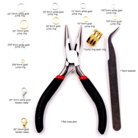Fukumems Jewellery Findings Kit for Jewellery Making, Open Jump Rings and Lobster Clasps with Pliers for Bracelets Necklaces Makin, A1 Ordinary Quality