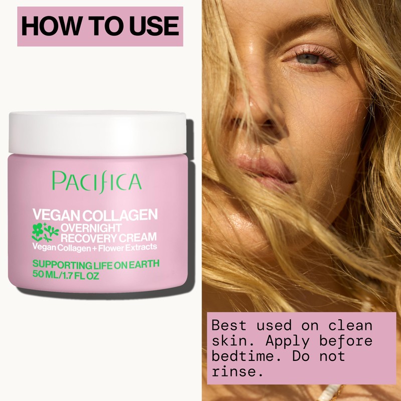 Pacifica Night Face Cream - Vegan Collagen Overnight Recovery Cream,