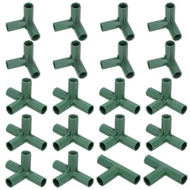 M METERXITY 20 Pcs 16mm Greenhouse Frame Building Connectors, 3 Types Pipe Fitting for Grape Trellis/Sunscreen Shed/Gardening Plant Stakes, Greenhouse Accessories [Green]