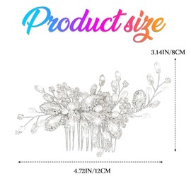 Zoestar Rhinestone Bridal Wedding Hair Comb Crystal Bridal Headpiece Pearl Wedding Hair Accessories for Women and Girls