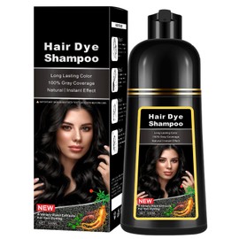 WFWJ Natural Dark Brown Hair Dye Shampoo,Magic Hair Dye Shampoo,Colors Hair in 15 Minutes,Long Lasting,500 Ml,3-In-1 Hair Color