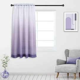 Light Purple Ombre Sheer Curtain Semi Sheer Gradient Girls Bedroom Window Curtain Gradient Voiles Panels for Princess Teenage Girls Kids Room Living Room Nursery Set of 1 Panel 63 inches Lavender