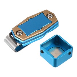 PATIKIL Billiard Magnetic Chalk Holder Alloy Pool Cue Chalk Tip Case with Belt Clip for Snooker Sports Accessories Blue