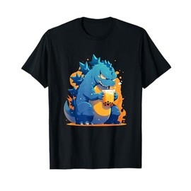 Funny Happy Japanese Kaiju Drinking Boba Tea T-Shirt