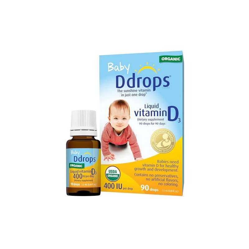 Ddrops 1072834 400 IU Liquid Vitamin D3 Drops for Babies,