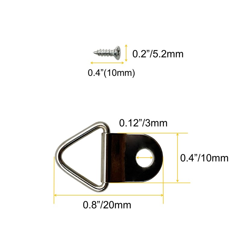 100 Pack Metal Triangle Ring Picture Hangers, D Rings Picture