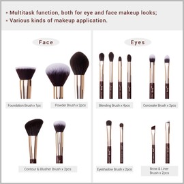 Jessup Brush Set 15 Pieces Makeup Brush Set Cosmetic Makeup Brush Eye Face Brush Powder Eyeshadow Eyeliner Concealer Synthetic Hair Wooden Handle T283