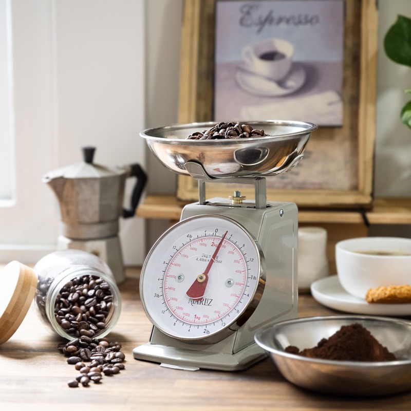 MARLIZ Retro Kitchen Scale 4.4Lb/2Kg with 2 Bowls | Mechanical