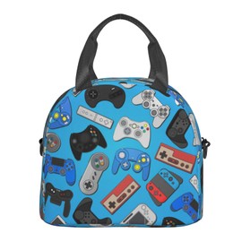 Reaocly Video Game Lunch Bag with Adjustable Shoulder Strap for Women Men Reusable Lunch Box Leakproof Tote Bags Insulated Cooler for Work Travel Outdoor(9 x 5 x 7.8 Inches)