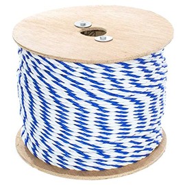 Rope & Cord – 3 Strand Twisted Polypropylene Rope – White/Blue Color (200 Feet, 1/4 Inch Diameter)