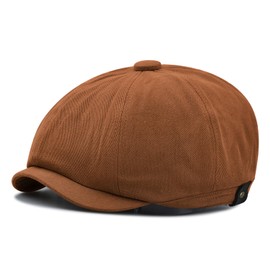 Clakllie Mens Newsboy Gatsby Flat Cap Solid Hunting Cabbie Driving Ivy Irish Hat Beret Scally Cap for Men Women,Caramel