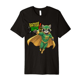 'Righteous Raccoon Superhero s Retro Comic Strip Premium T-Shirt