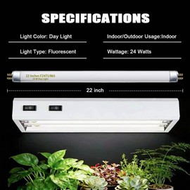 F24T5/865 6 Pack 22 Inch T5 Fluorescent Grow Light Bulbs, 24W 6500K Full Spectrum, 2000 Lumens, High Output (HO) Bulbs for Indoor Plants, Seedlings, Veg Growing, Sunlight White, Energy Efficient