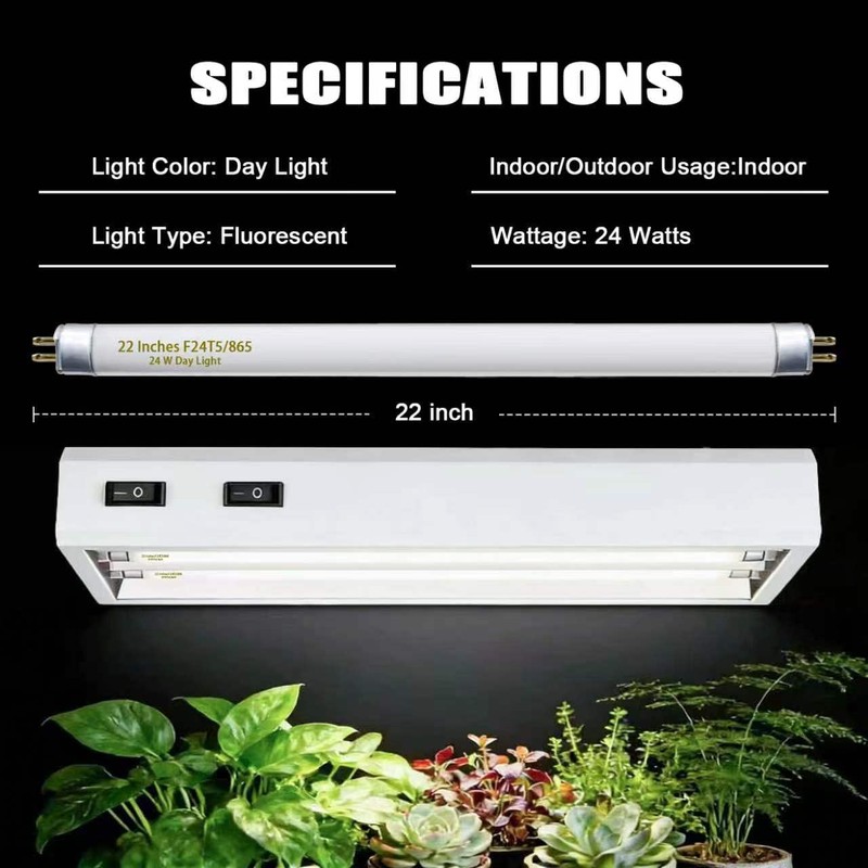 F24T5/865 6 Pack 22 Inch T5 Fluorescent Grow Light Bulbs,