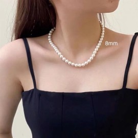 Collar De Perlas Para Hombre Y Mujer Aesthetic Ajustable 8mm